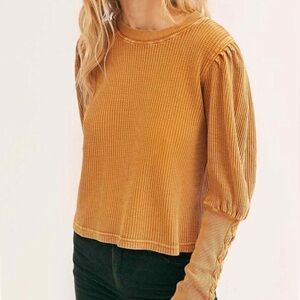 Free People Tasha thermal top Small braided sleeve princess top